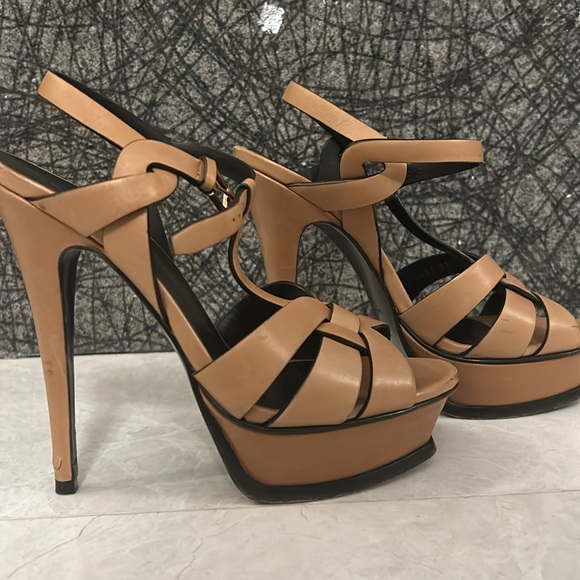 👡SAINT LAURENT TRIBUTE PLATFORM SANDALS IN SMOOTH LEATHER 👡 - Picture 5 of 9